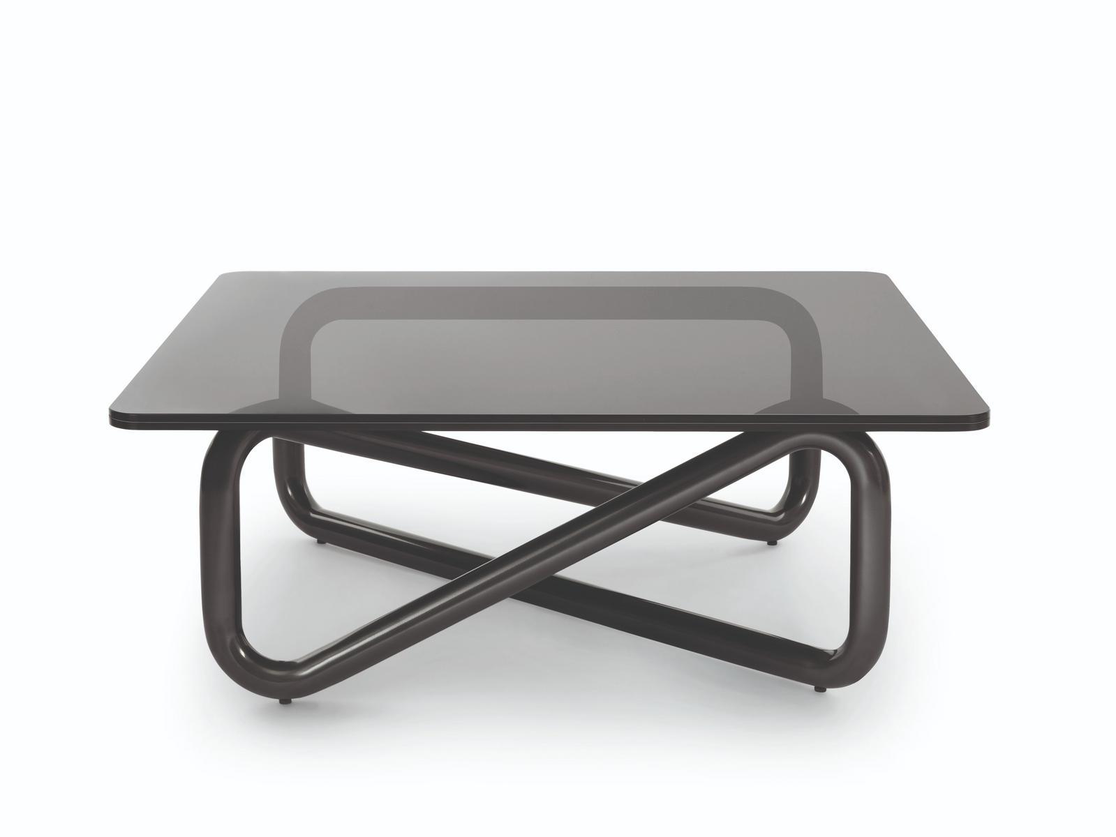 Square glass and steel coffee table | Infinity by Arflex