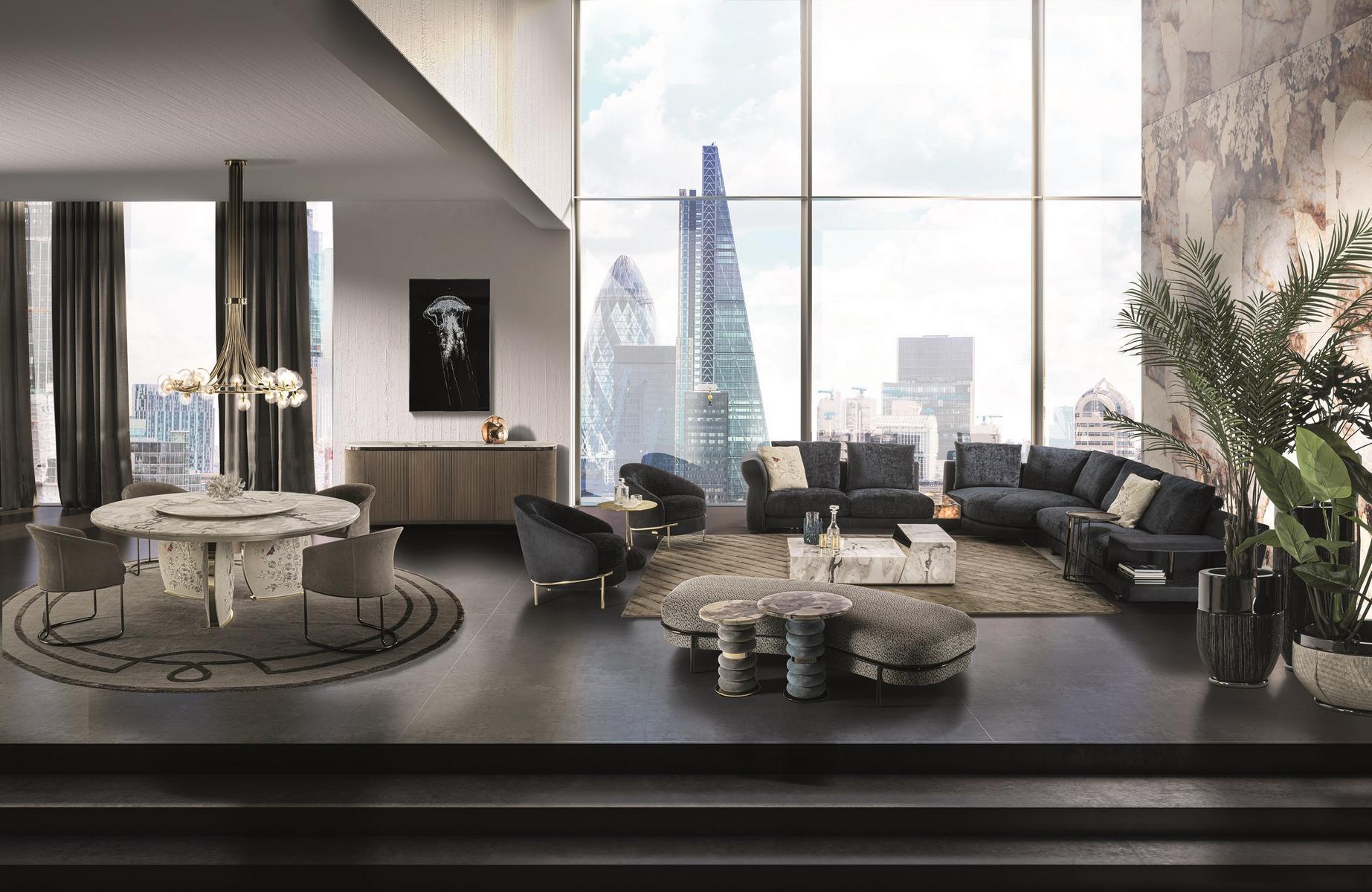 Sectional leather sofa | Riverside by Longhi