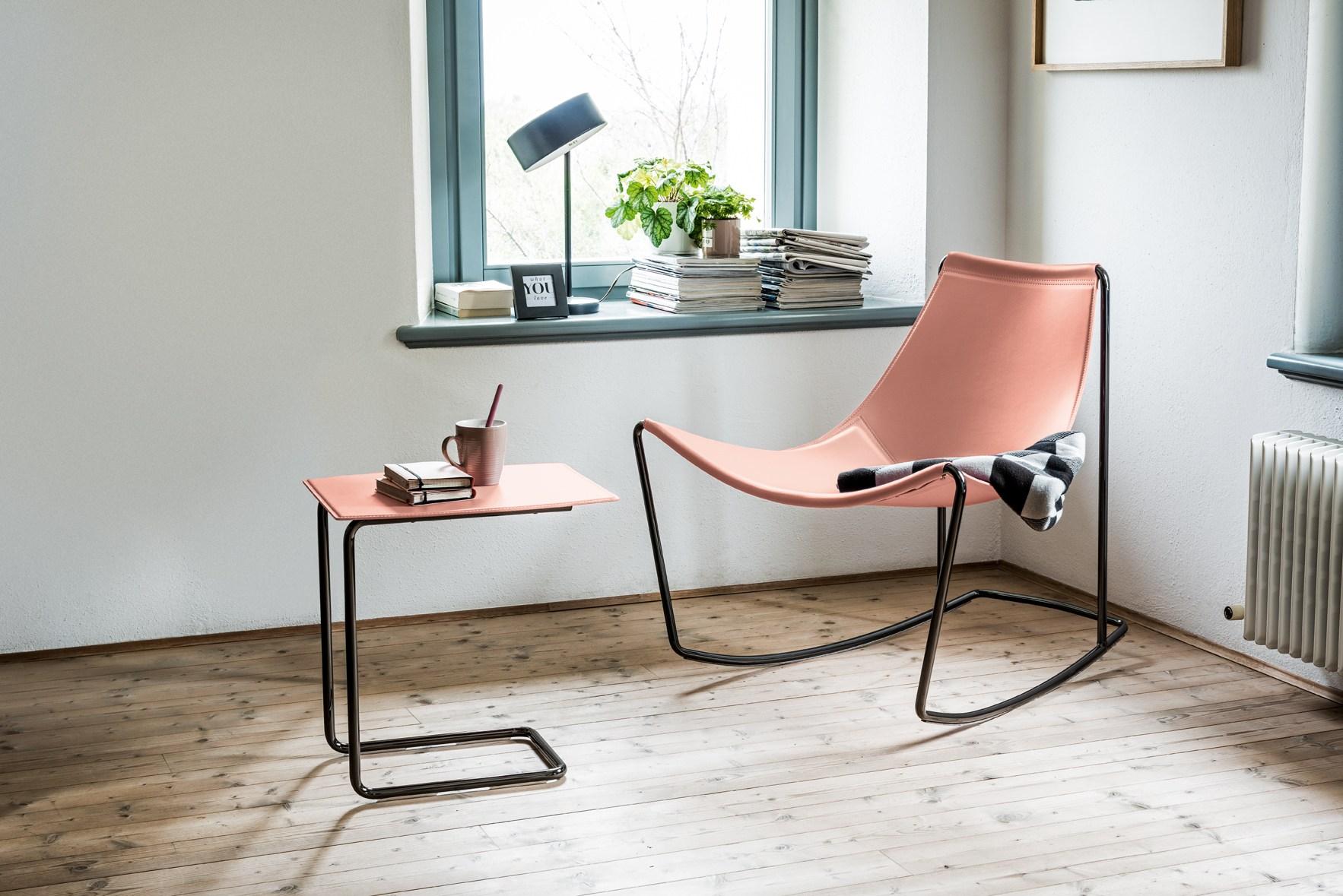 Rocking tanned leather chair | Apelle Dn by Midj
