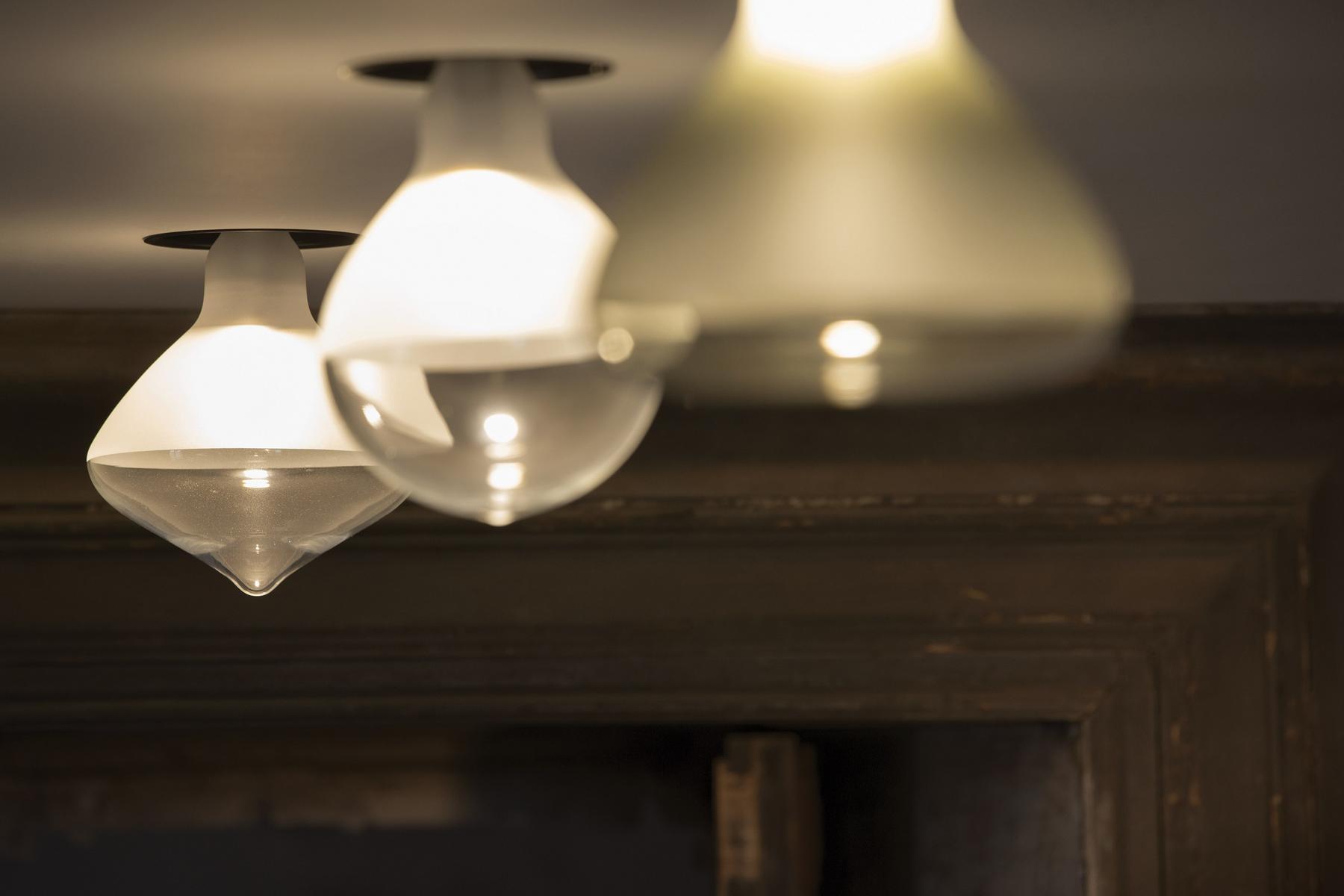 LED satin glass ceiling lamp | Makeup by Karman