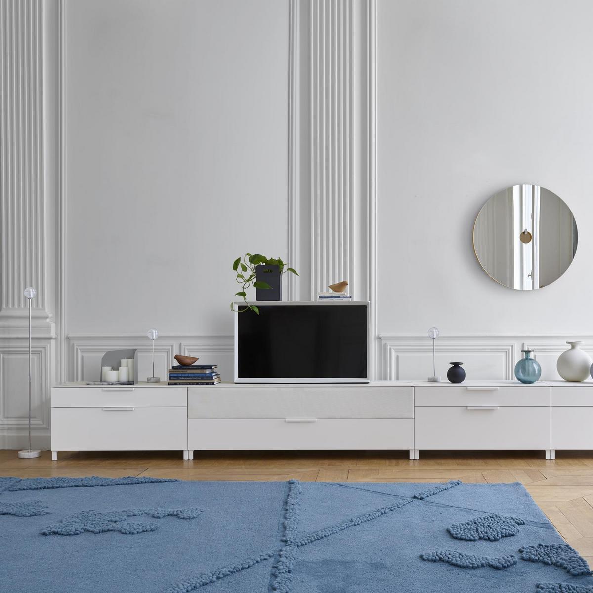 LED floor lamp with marble base and glass shade | Calot by Ligne Roset