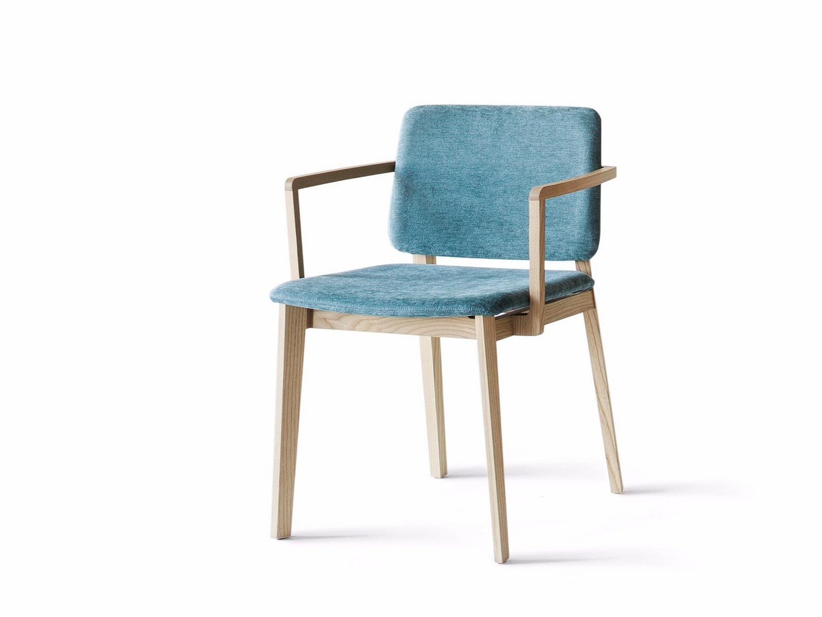 Upholstered fabric chair with armrests | Hati by Lema