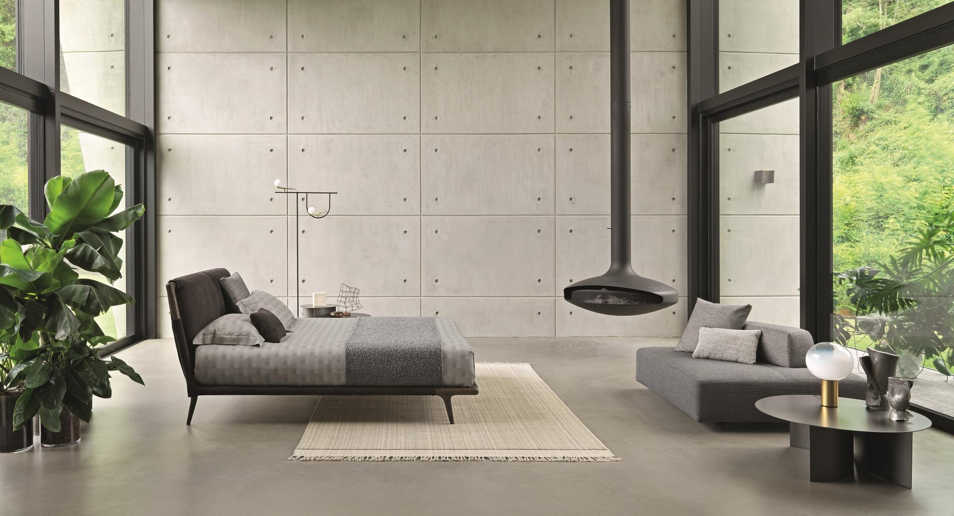 Double bed with upholstered headboard | Gaudì by Flou