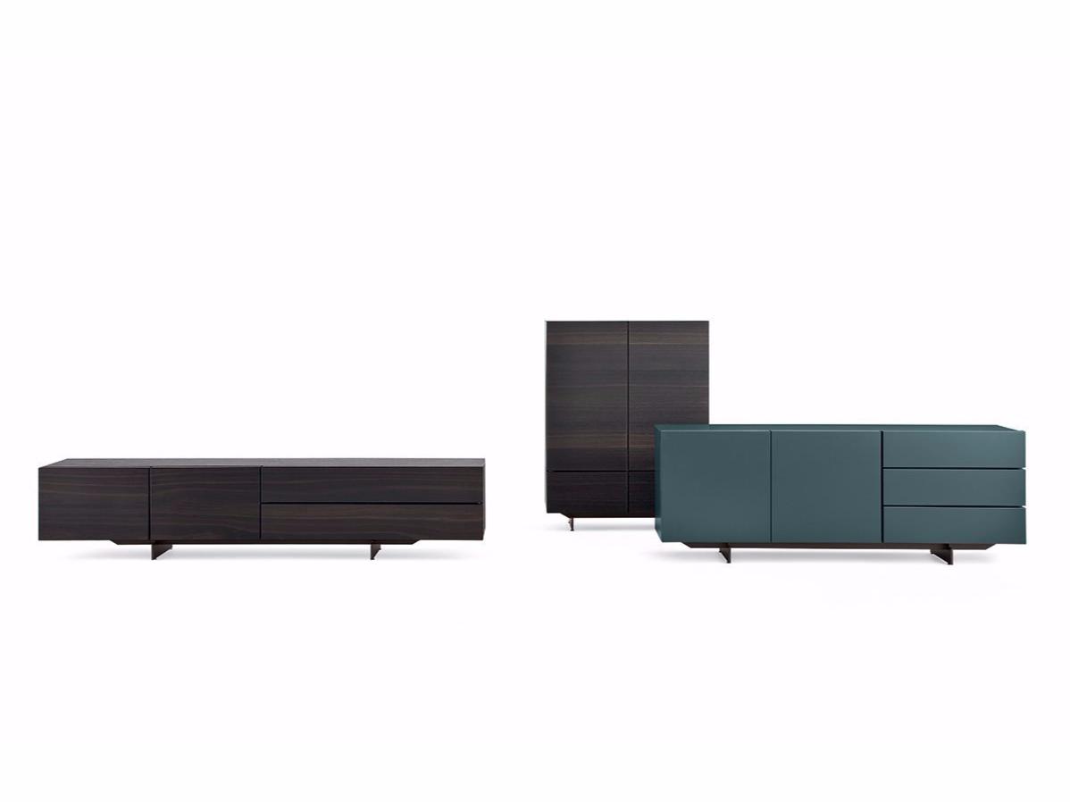 Wood veneer highboard with doors | Pandora by Poliform