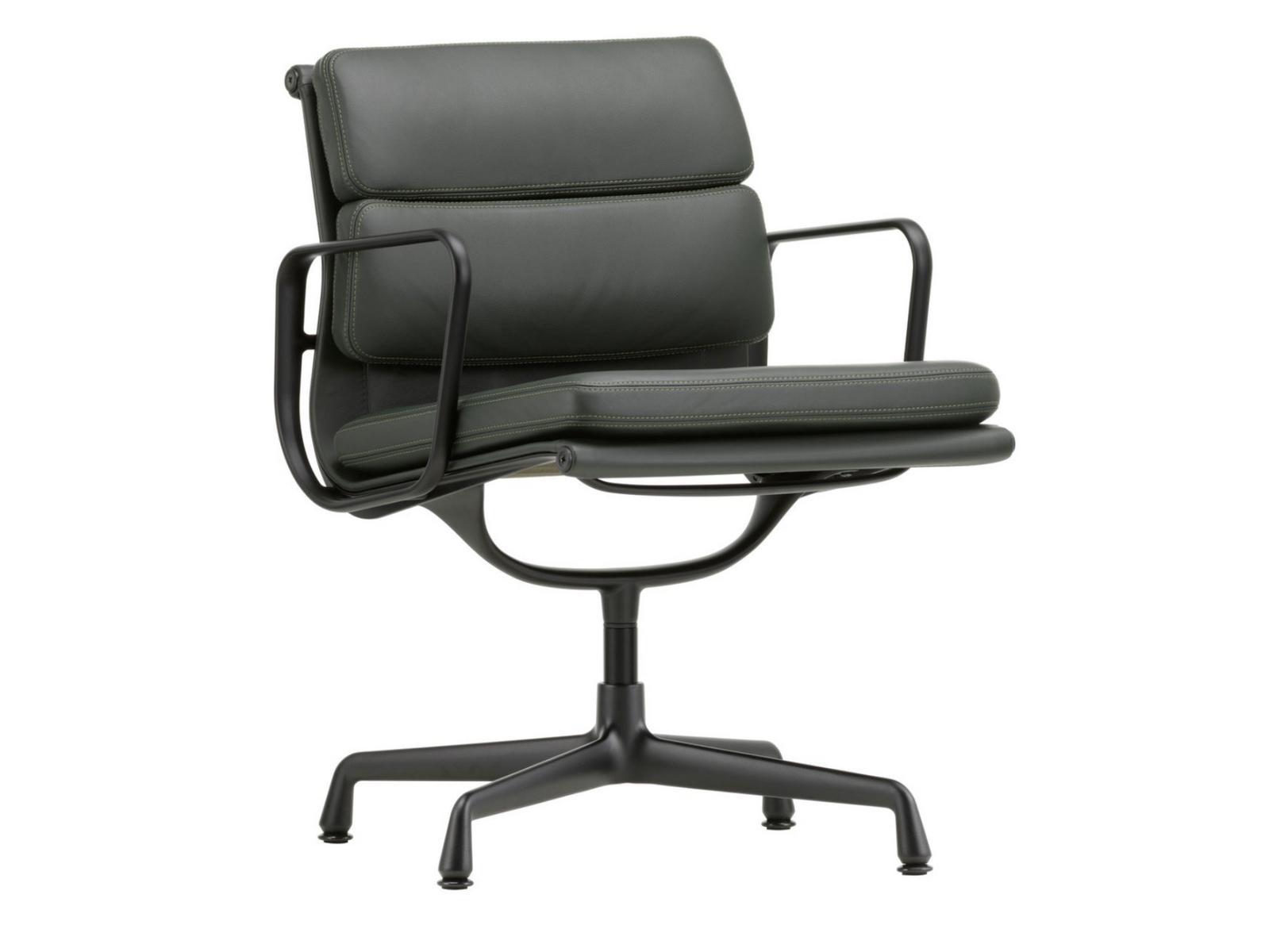 Swivel leather chair with 4-spoke base with armrests | Soft Pad Ea 208 by Vitra