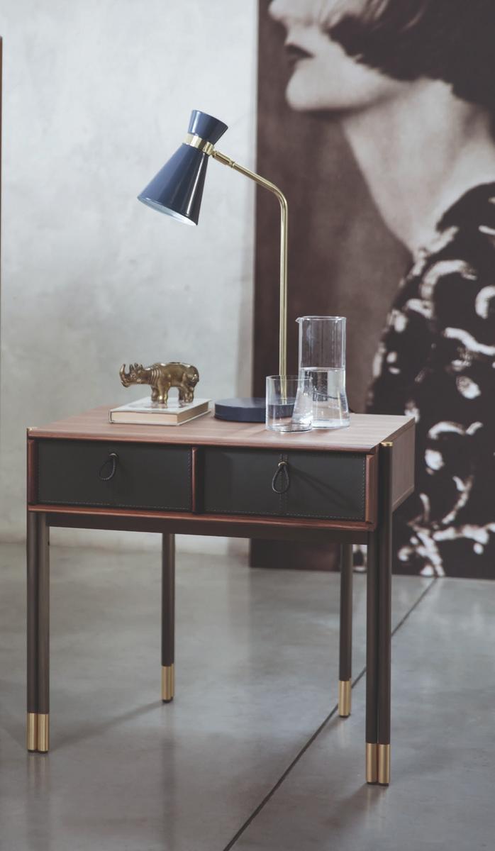 Rectangular walnut bedside table with drawers | Bayus 1 by Porada