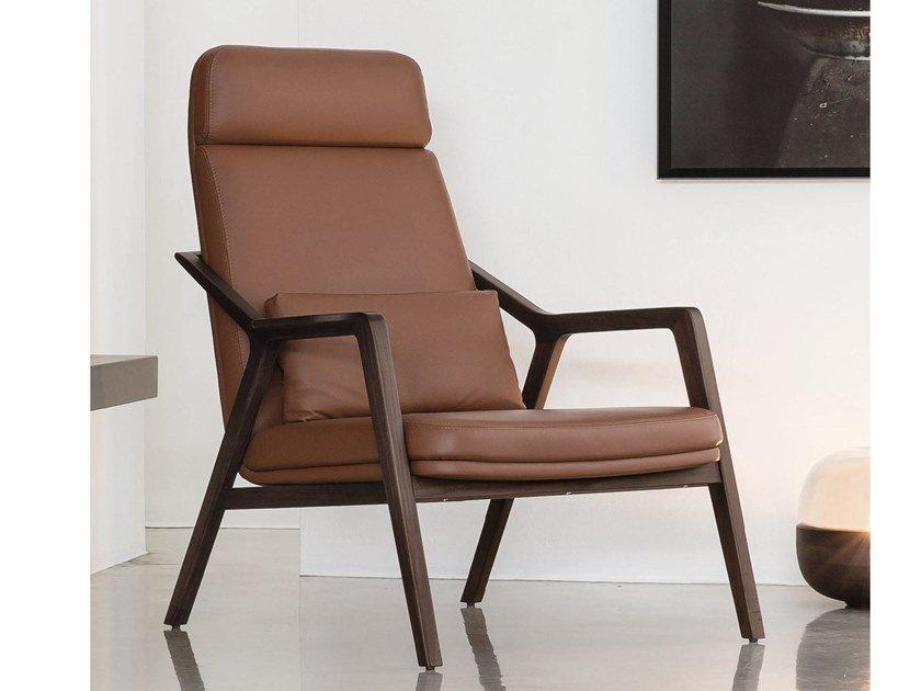 Leather armchair with armrests | Loretta by Porada