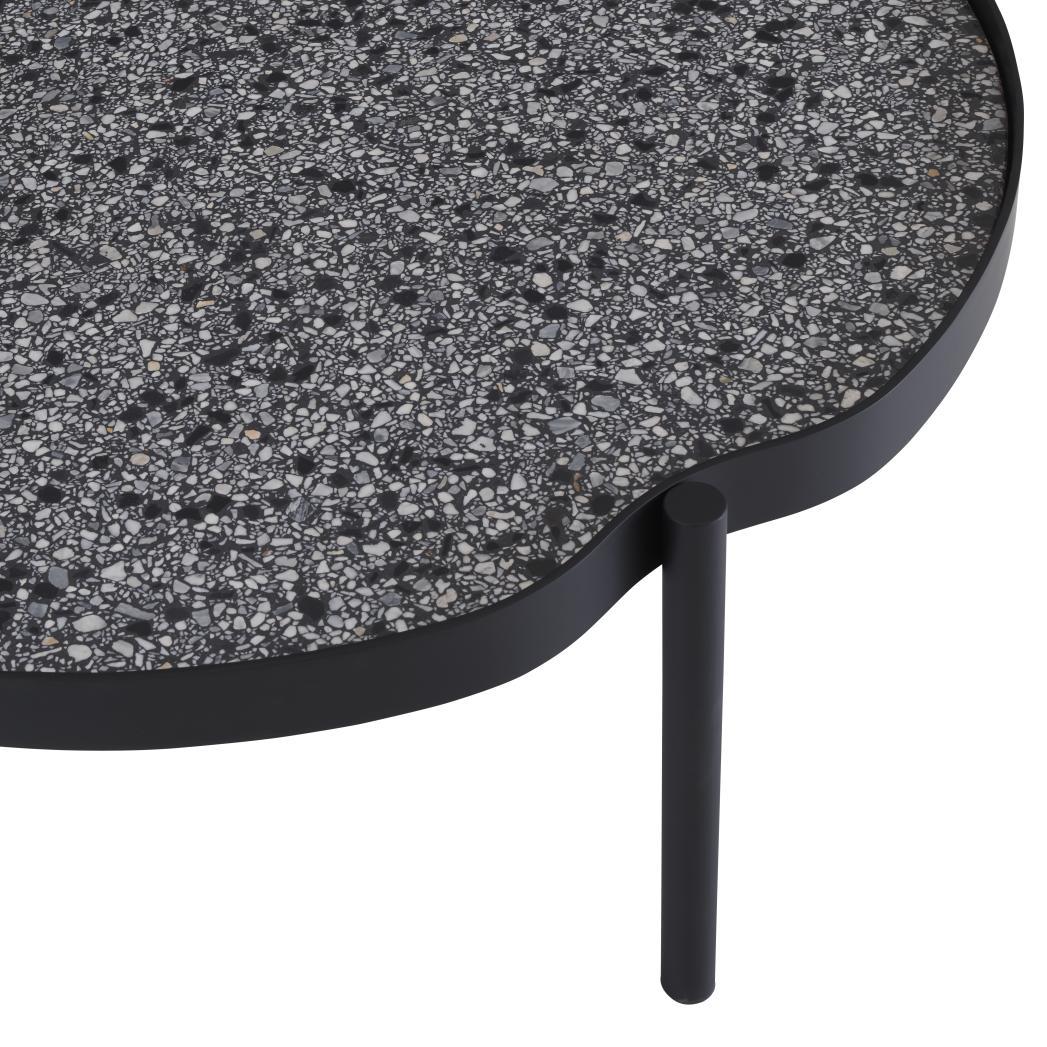Round metal coffee table with granite top | Mallea by Ligne Roset