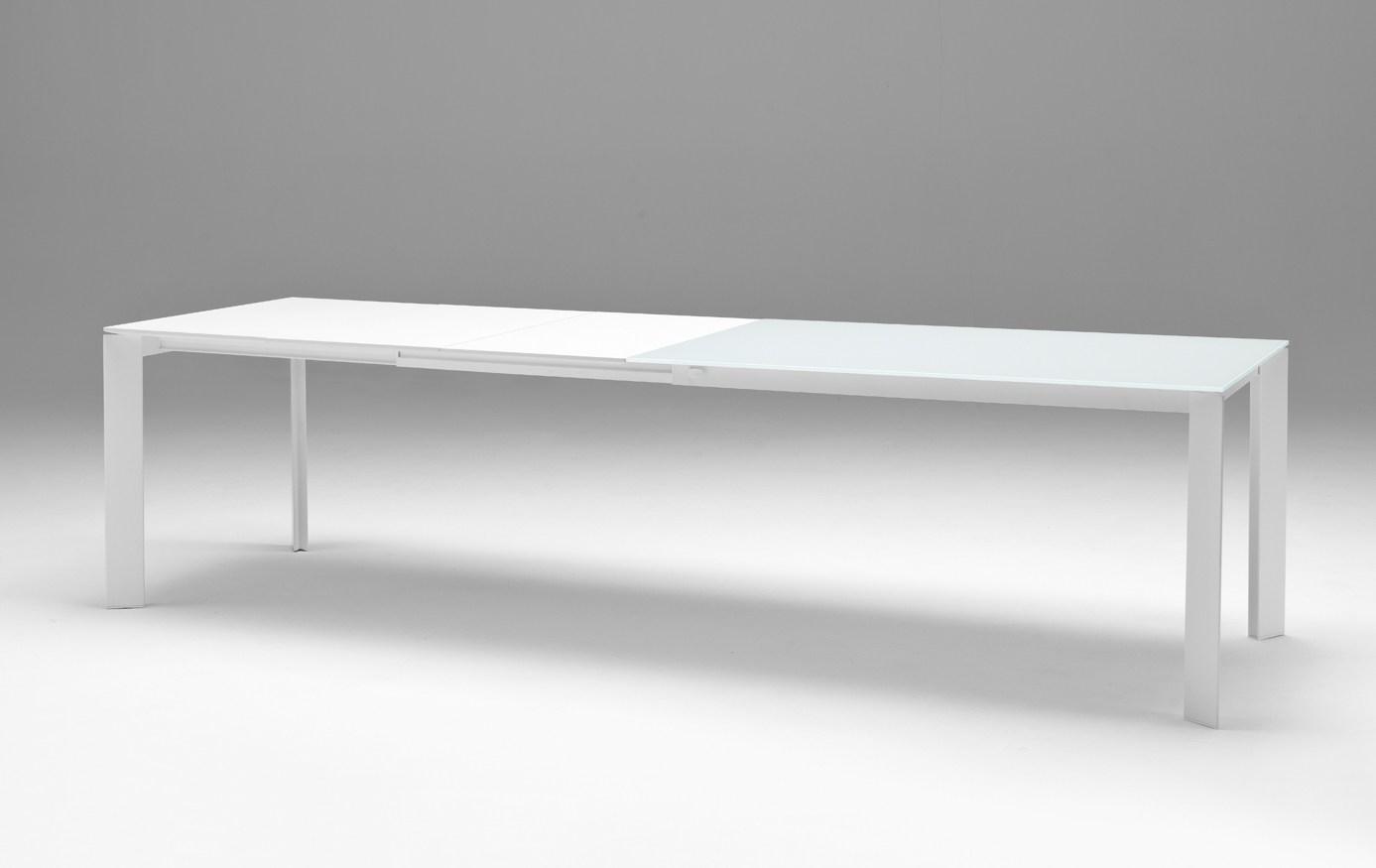 Extending rectangular glass and steel table | Ghedi by Midj