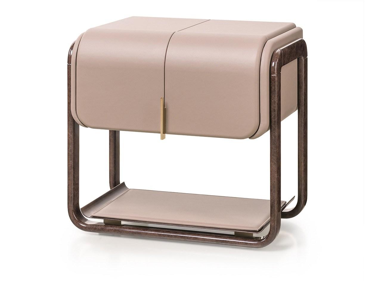 Rectangular leather bedside table with drawers | Eclipse by Turri