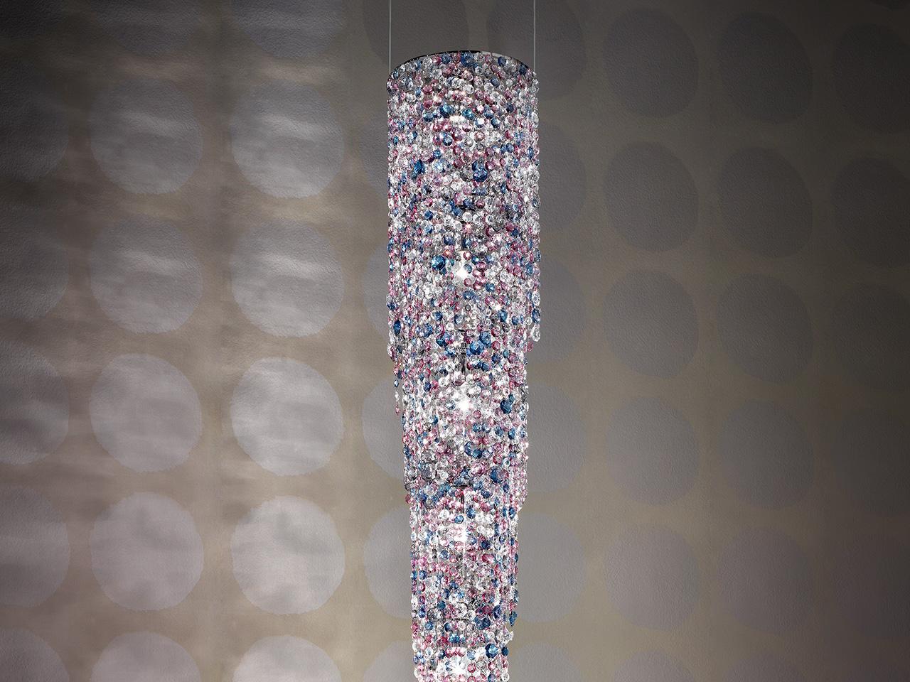 Incandescent metal pendant lamp with crystals | Impero & Deco Ve 892 S6 by Masiero