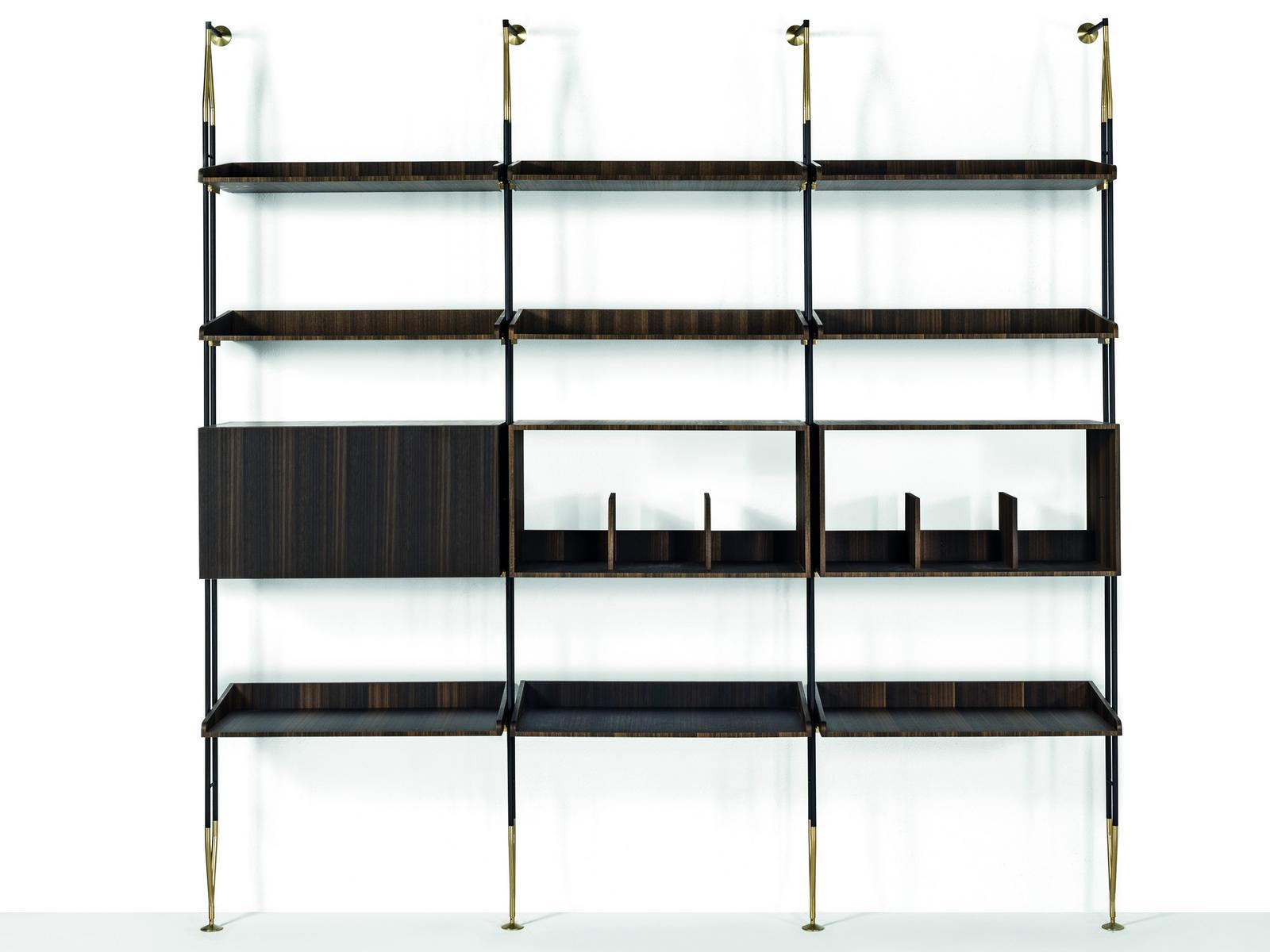 Open floor-ceiling mounted bookcase | Amy by Frigerio