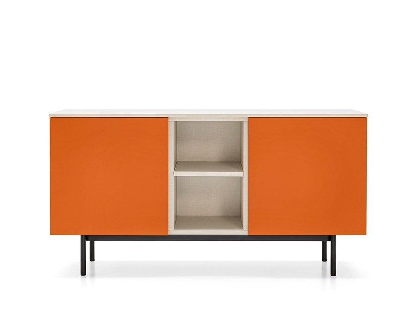 Melamine-faced sideboard with doors and open compartments | Made by Connubia