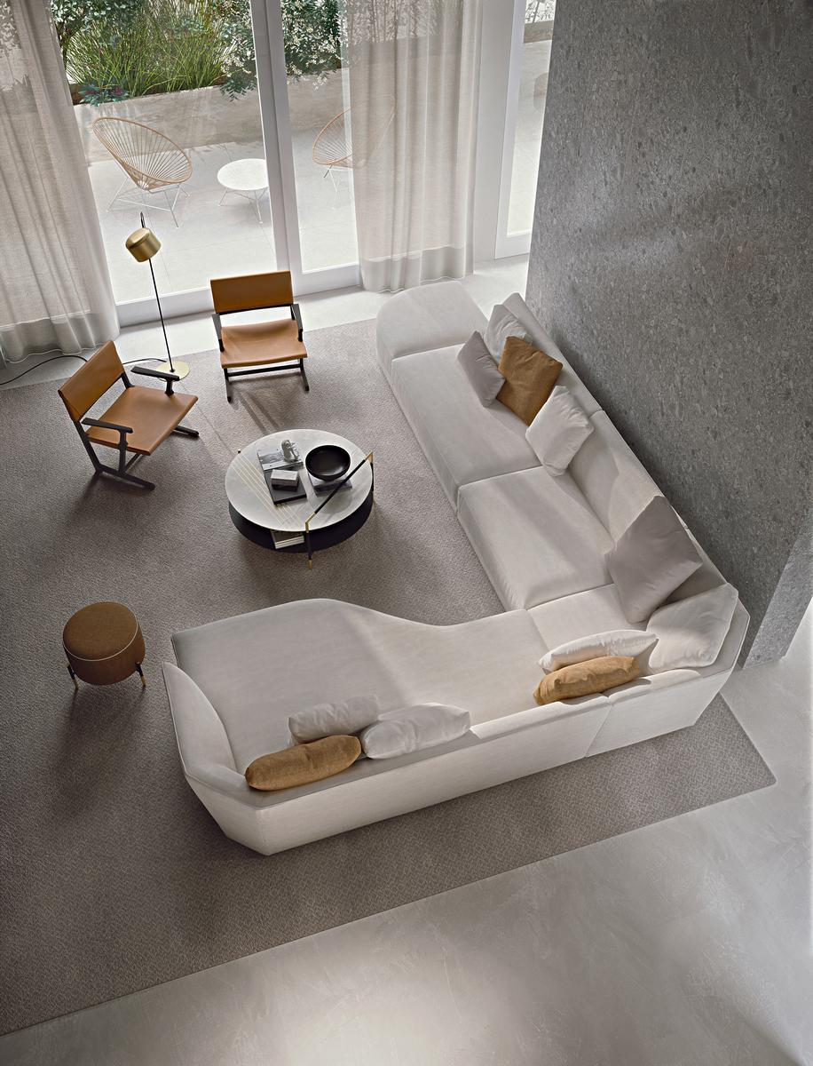 Corner fabric sofa with chaise longue | Foster by Frigerio