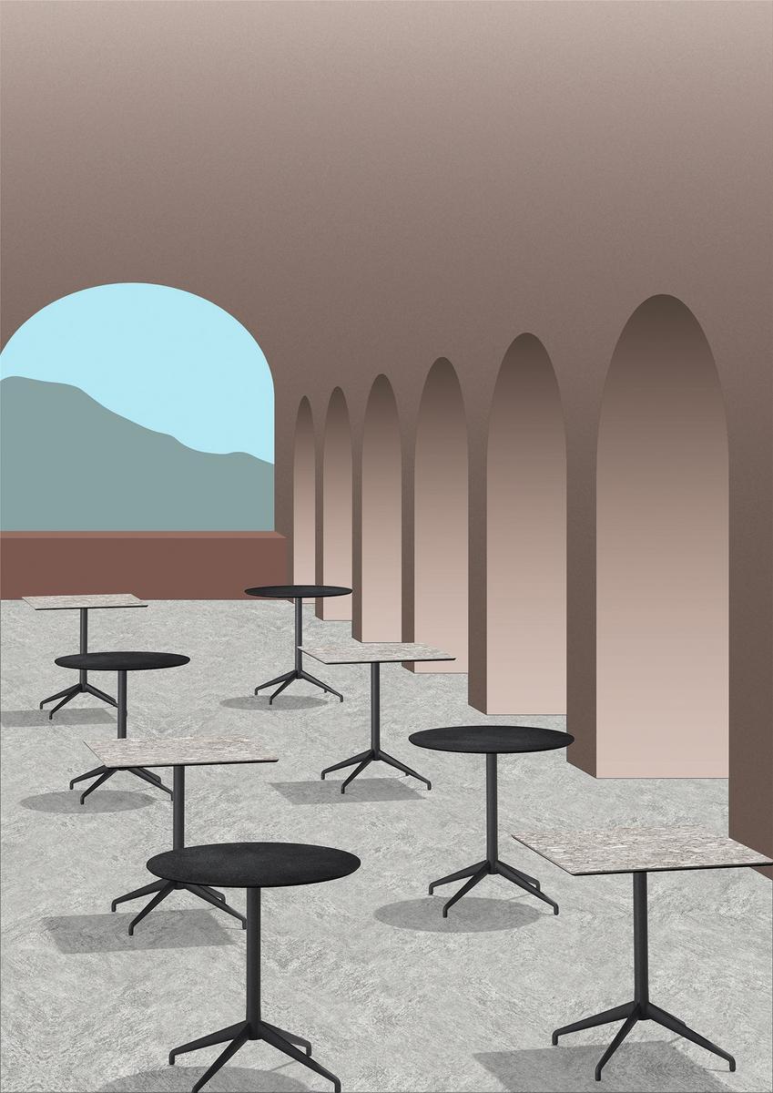 Square garden table with 4-star base | Alis by Sovet