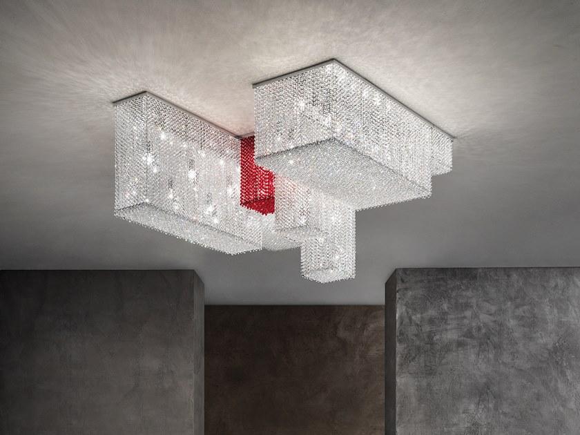 Crystal ceiling lamp | Cubo Pl175 Sq by Masiero