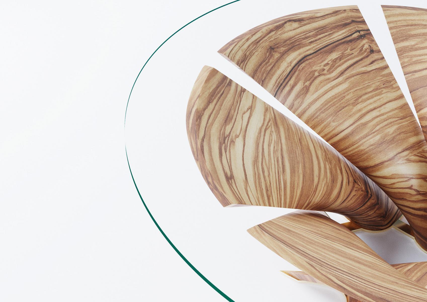 Round wood and glass table | Torsion by Natuzzi Italia