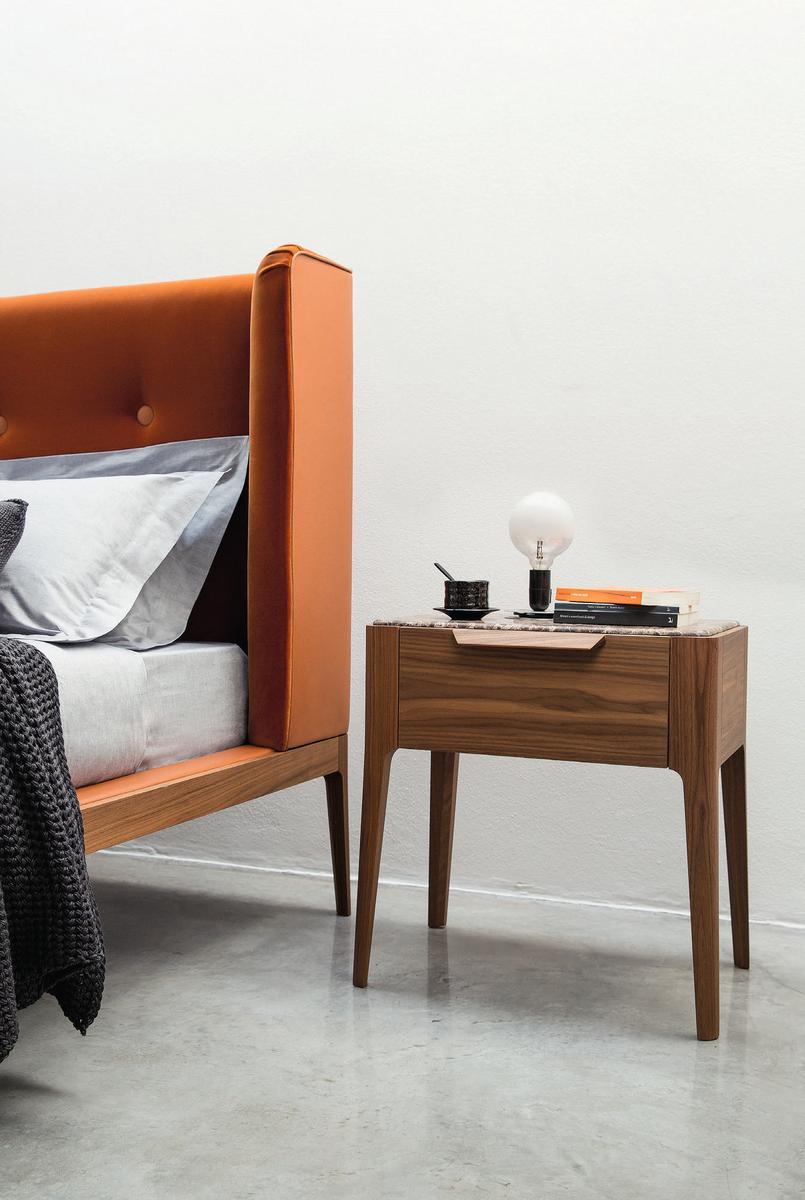 Rectangular walnut bedside table with drawers | Ziggy by Porada
