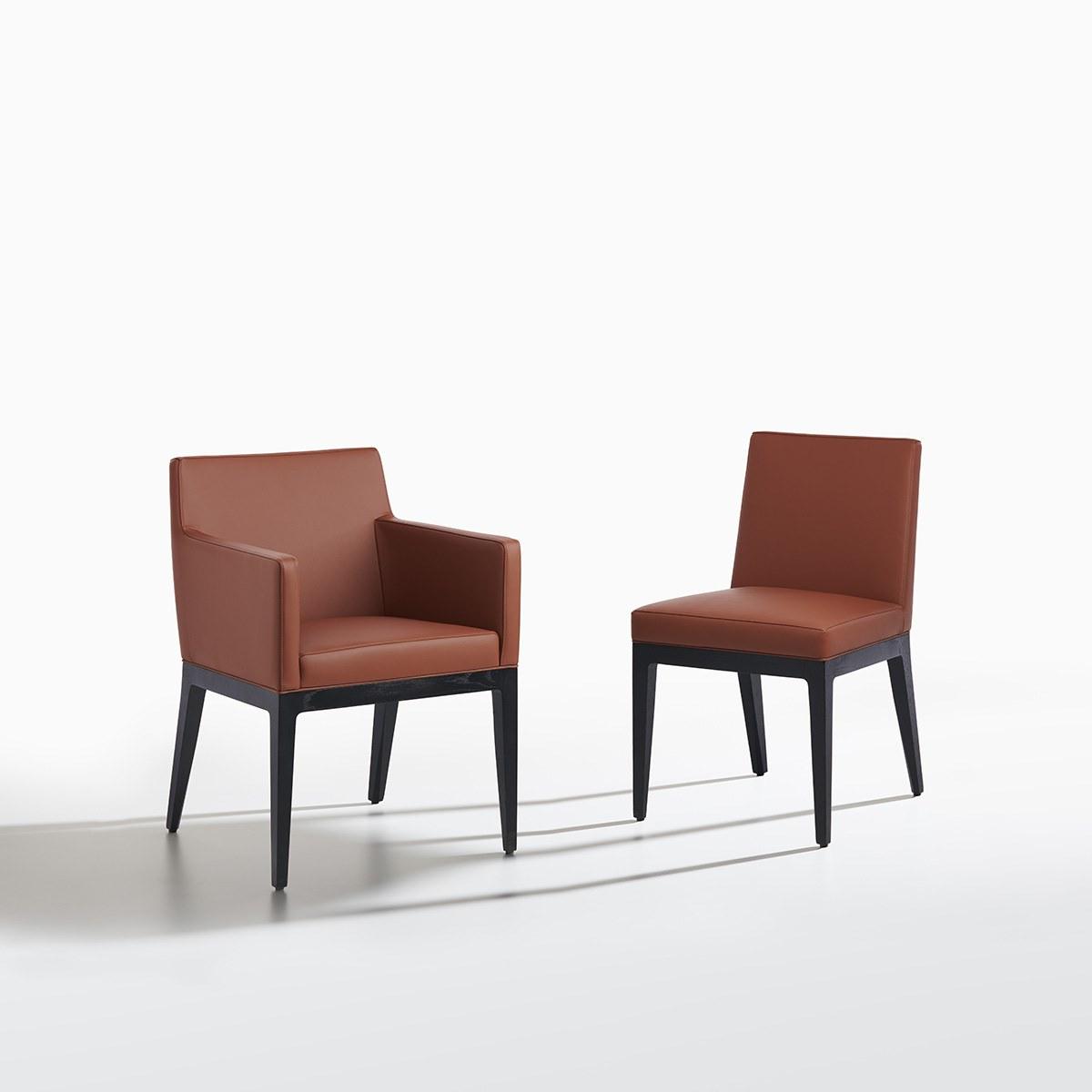Upholstered leather chair with armrests | Greta by Potocco