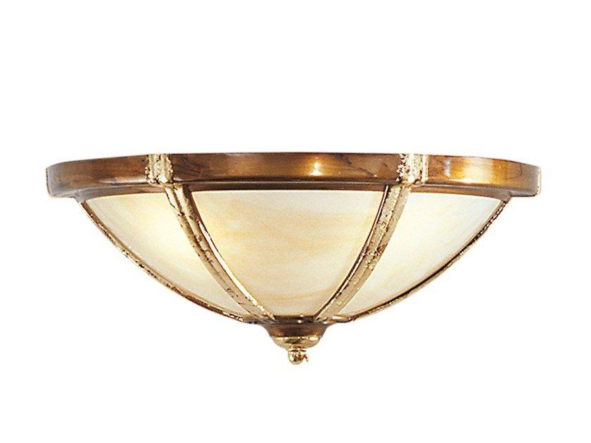 Rust/gold leaf wall light with onyx glass | Pablo 1993/ah2 by Possoni Illuminazione