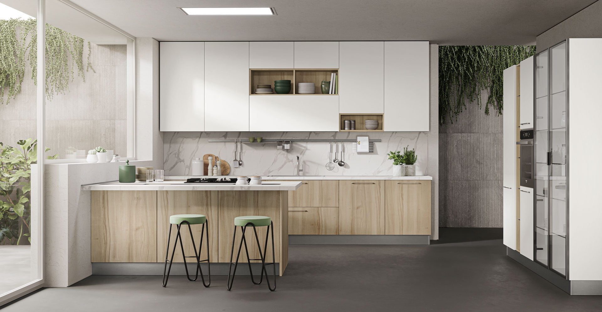 Melamine kitchen without handles Lube Cucine Unica