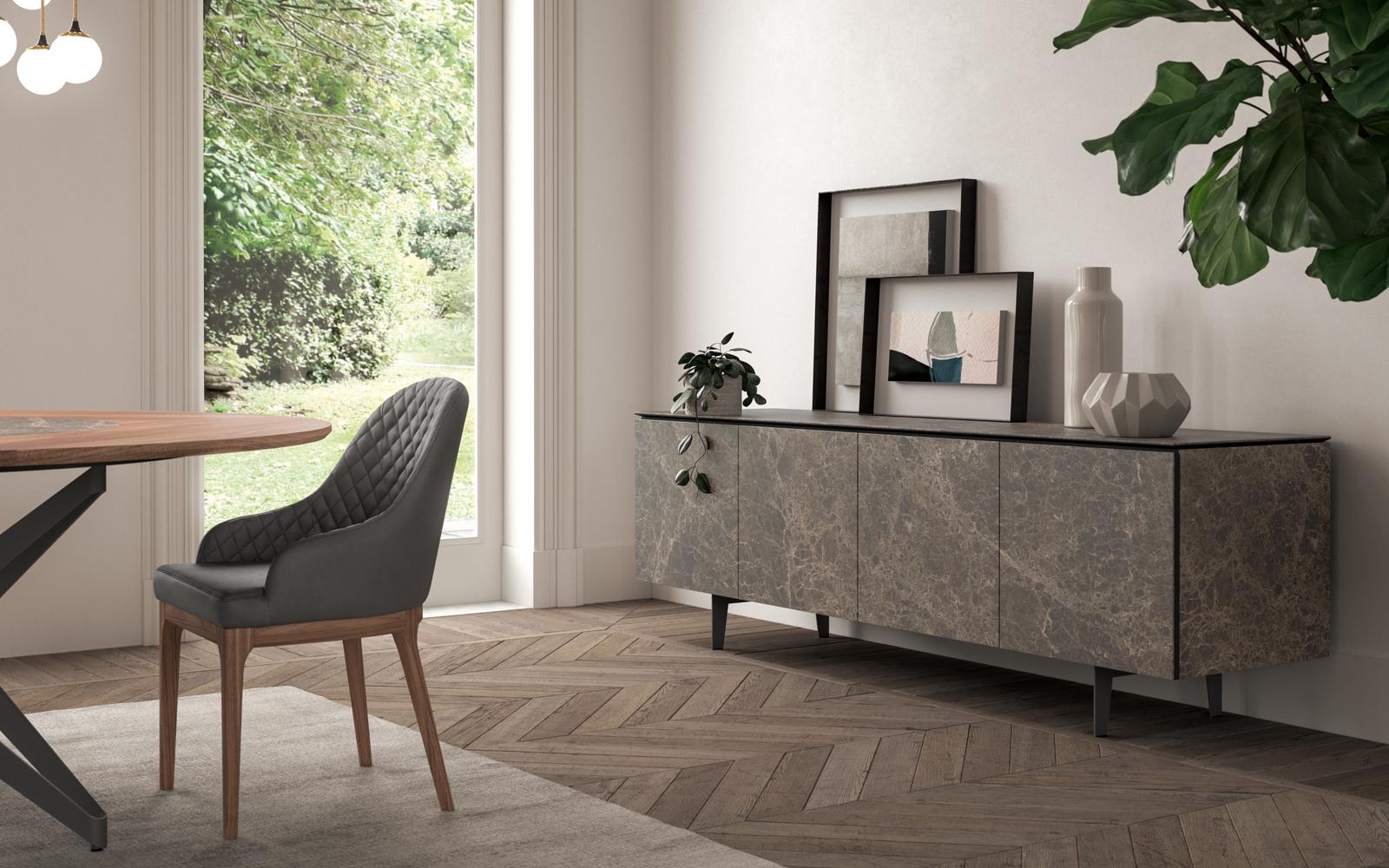 Upholstered leather chair | Thelma by Ozzio Italia