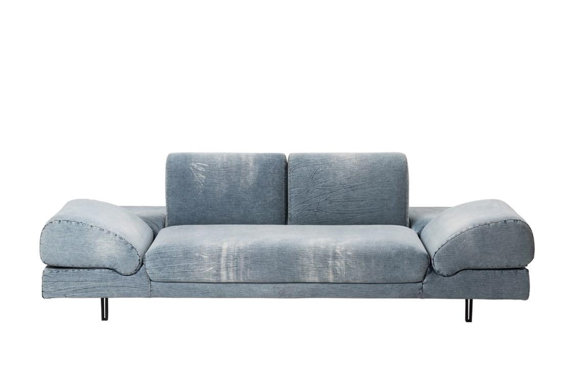 Convertible 3 seater denim fabric sofa | Rocco by Mantellassi 1926