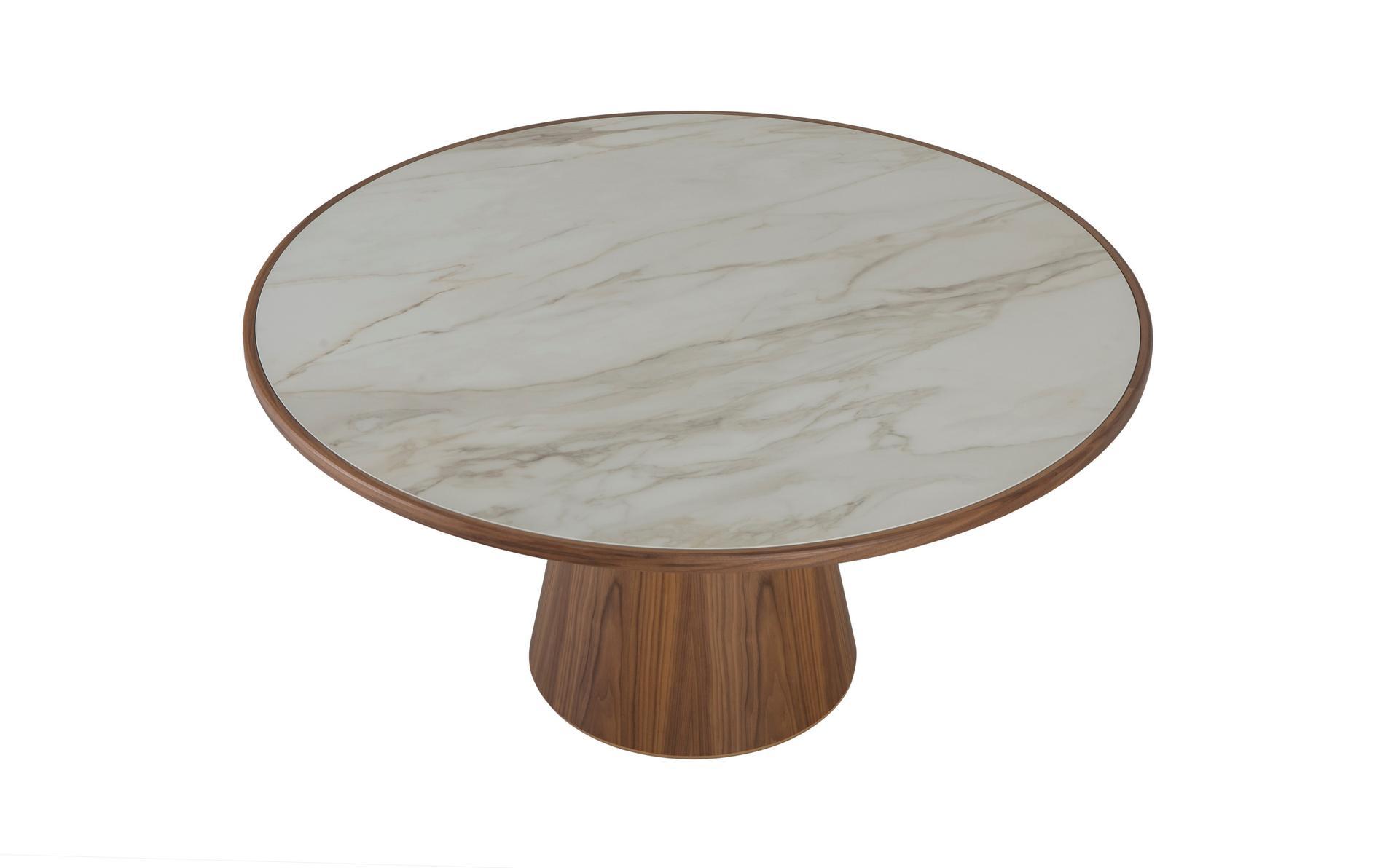 Round table in walnut and top in porcelain stoneware | Prime by Tonin Casa