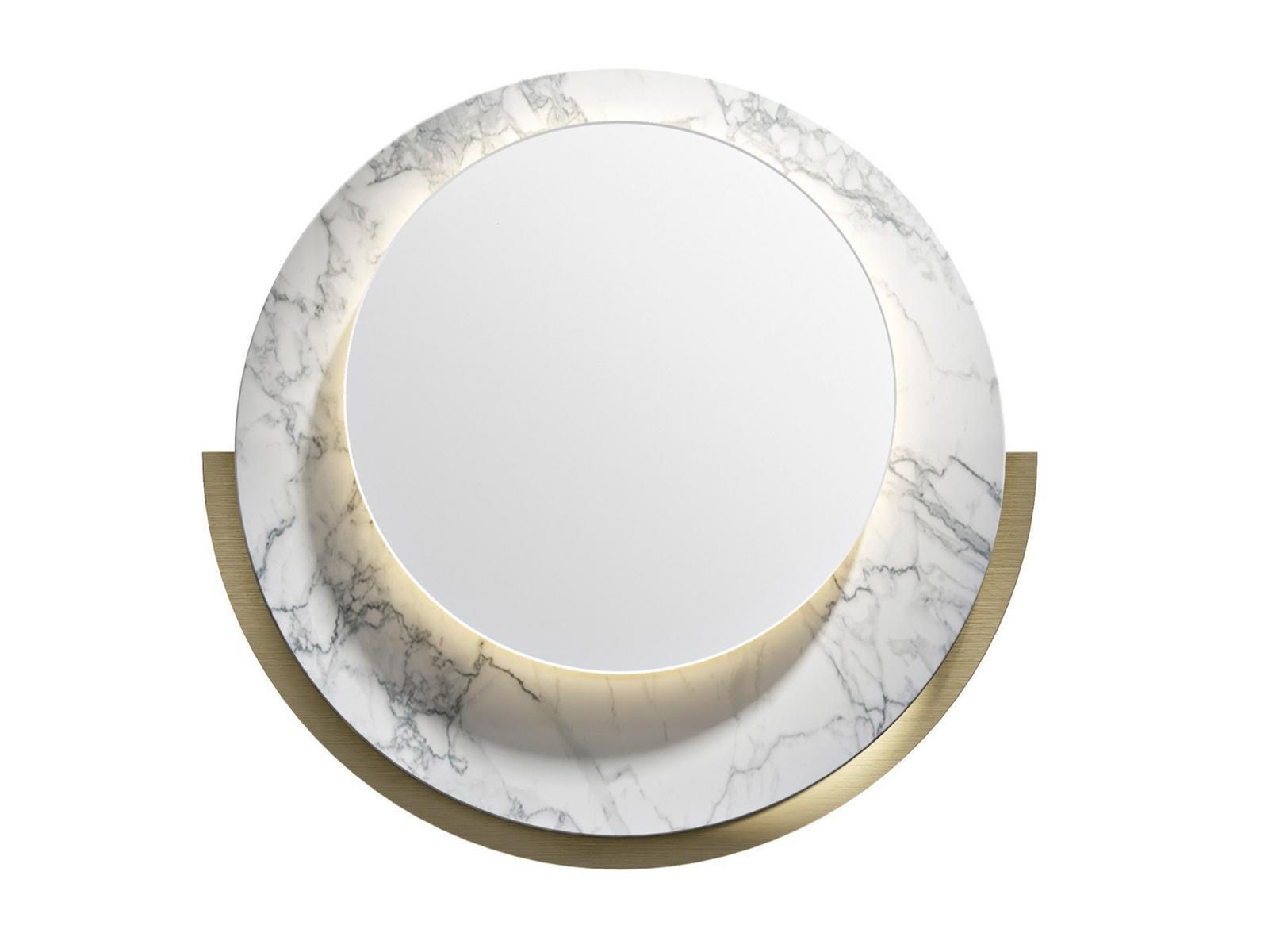 Round framed wall-mounted marble mirror | Rondò D70 by Capital Collection