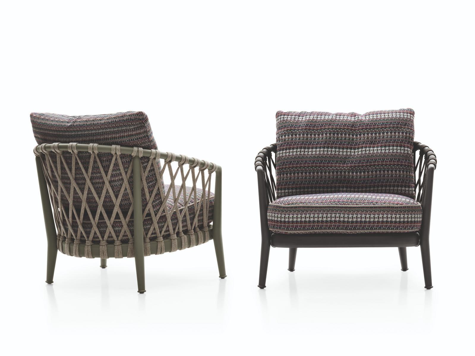 Fabric garden armchair with armrests | Erica '19 by B&B Italia