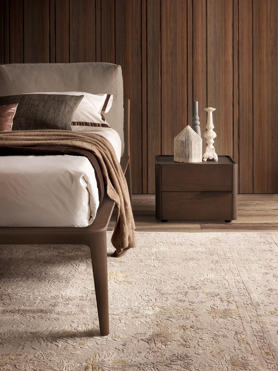 Double bed with removable cover with upholstered headboard | Kale' by Olivieri