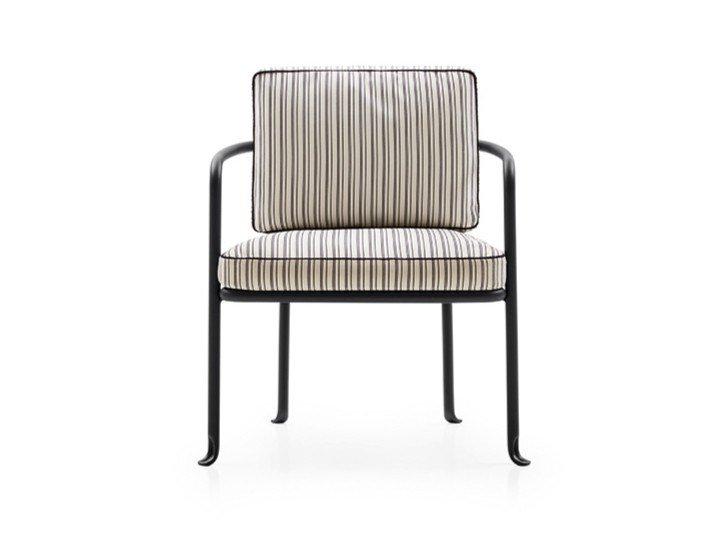 Upholstered fabric garden chair with armrests | Borea by B&B Italia