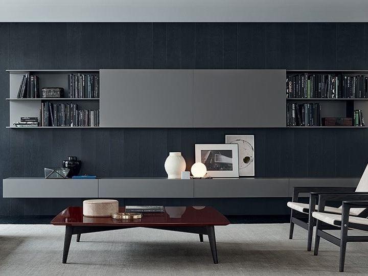 Modular wooden TV wall system | Skip by Poliform