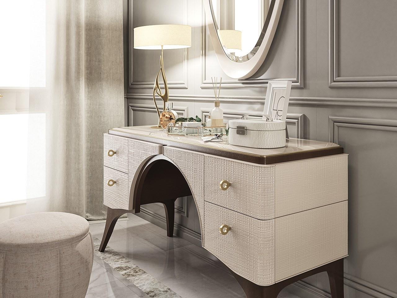 Wooden dressing table with glass top | Pr.198 by Stella del Mobile