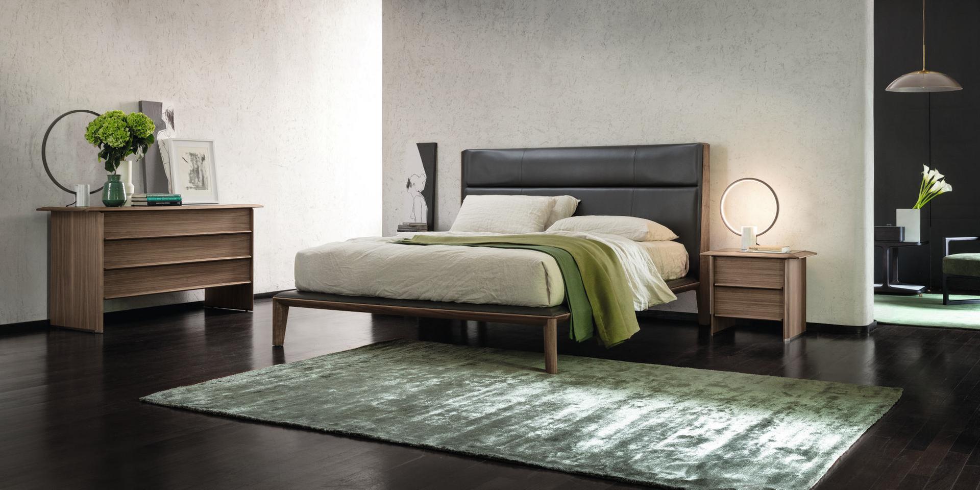 Rectangular walnut bedside table with drawers | Tamok by Porada