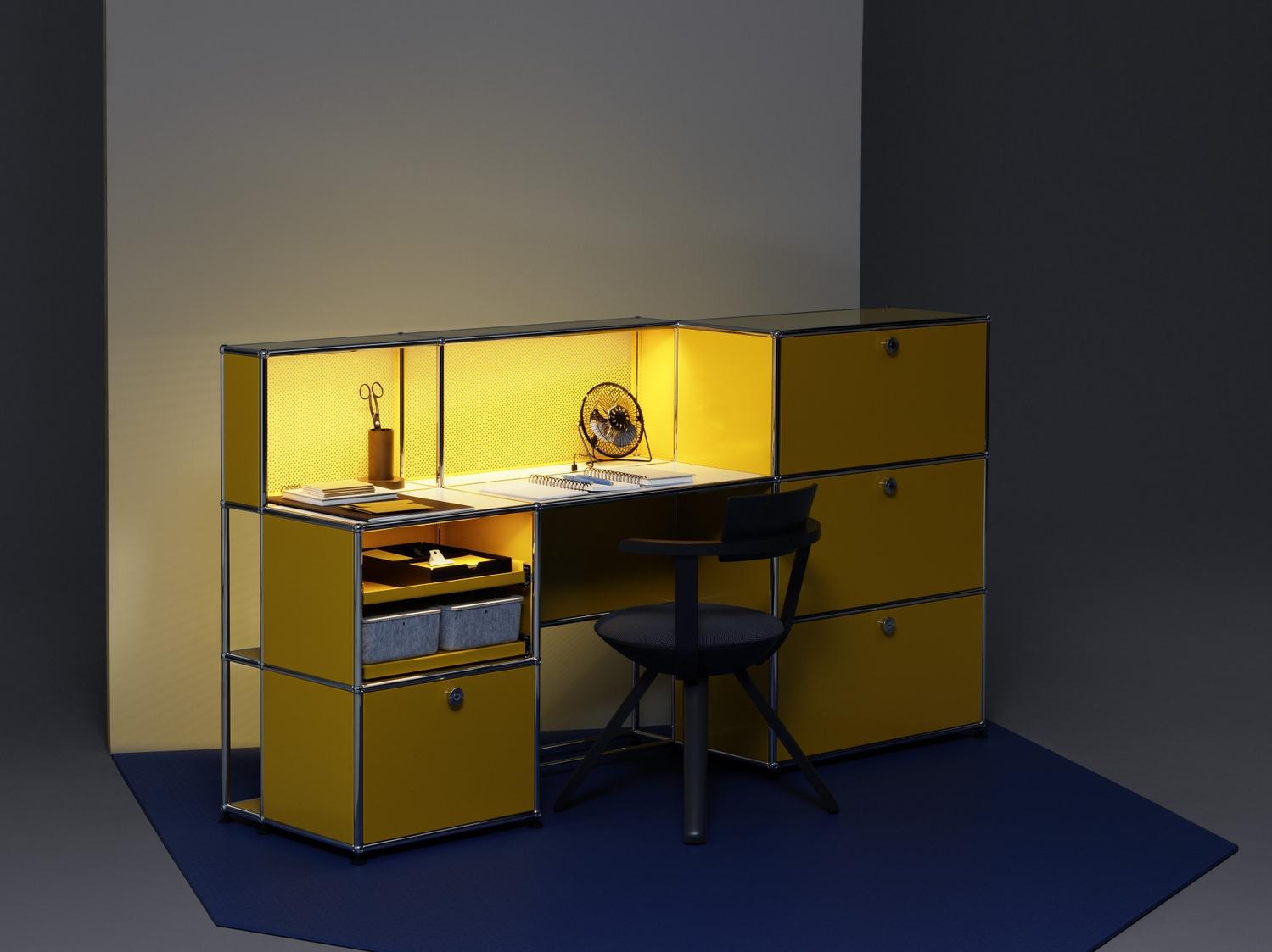 Sectional office desk with drawers | Haller E by USM