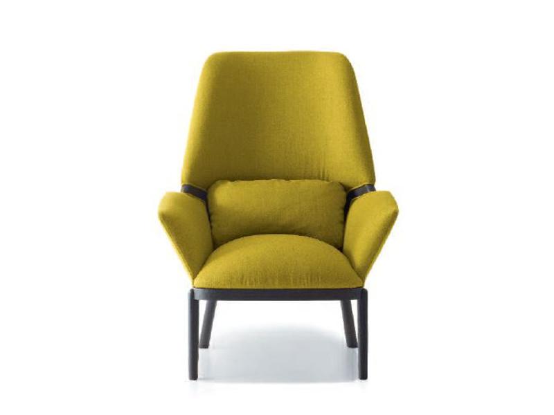 Upholstered high-back fabric armchair with armrests | Serena by Arflex