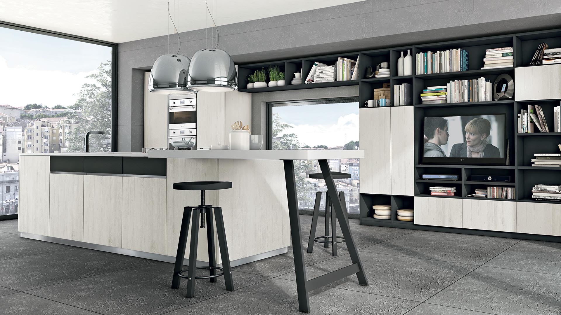 Uv lacquered kitchen with handles Lube Cucine Immagina plus