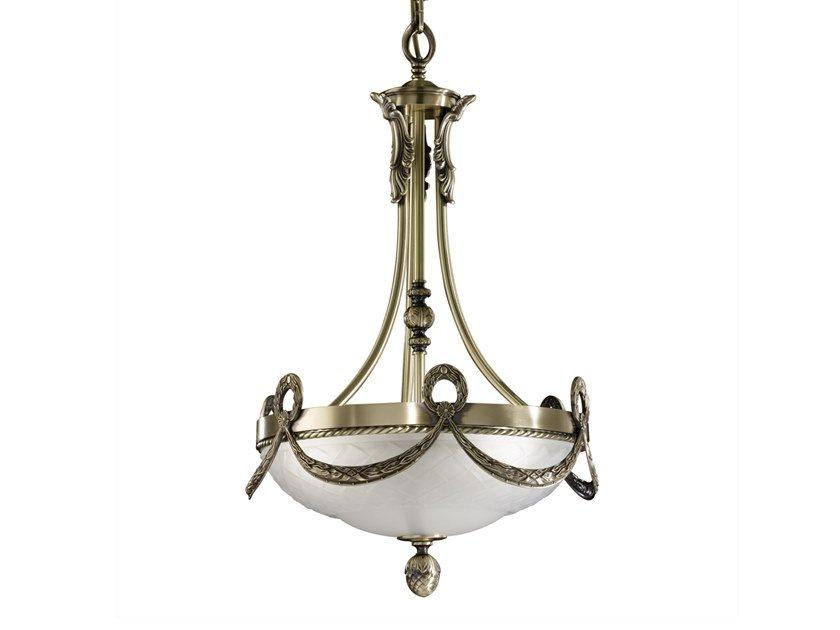Antique Brass chandelier with glass | Cloe 1741/3 by Possoni Illuminazione