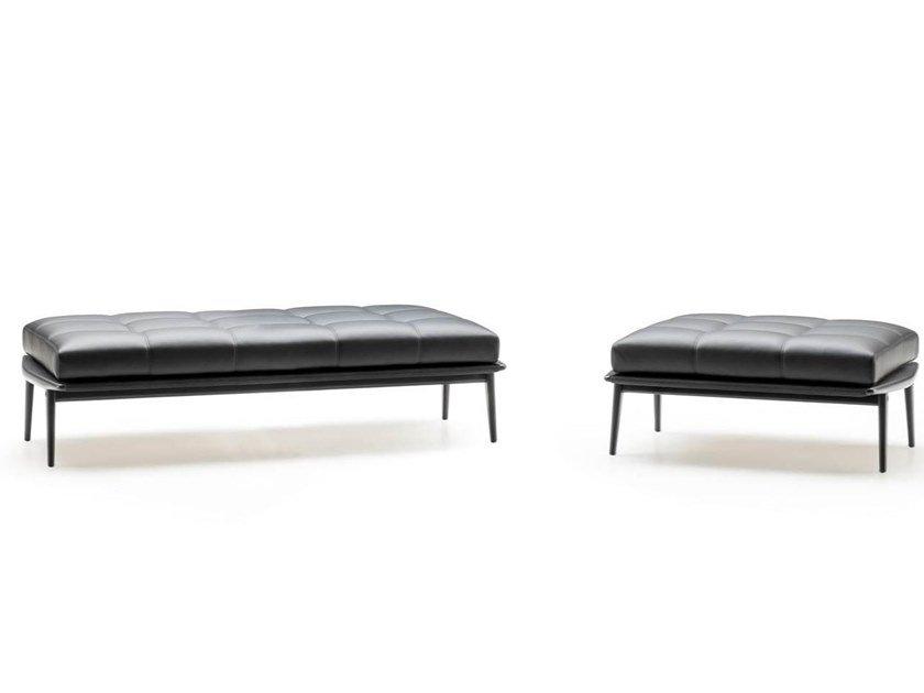 Upholstered leather bench | Fynn by Minotti