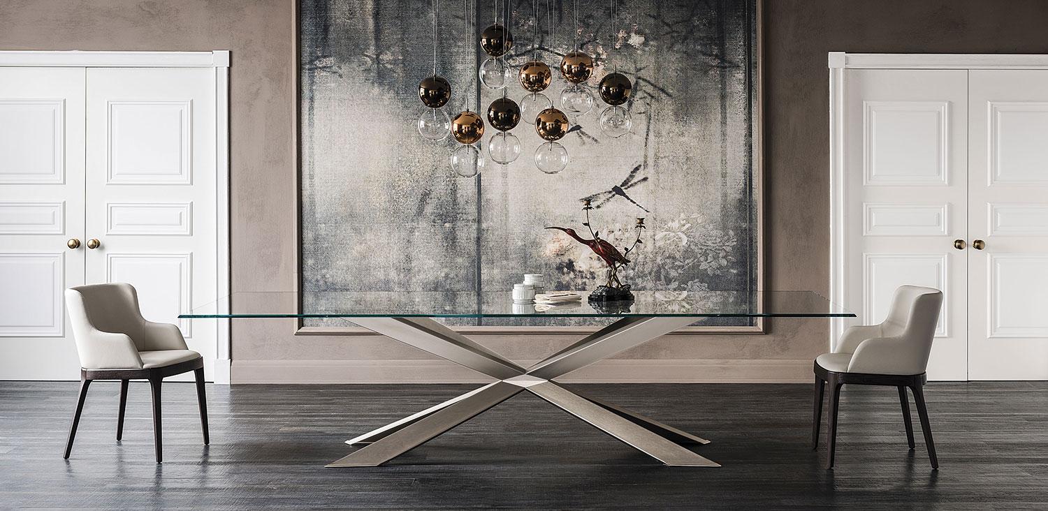 Rectangular tempered glass table | Spyder by Cattelan Italia