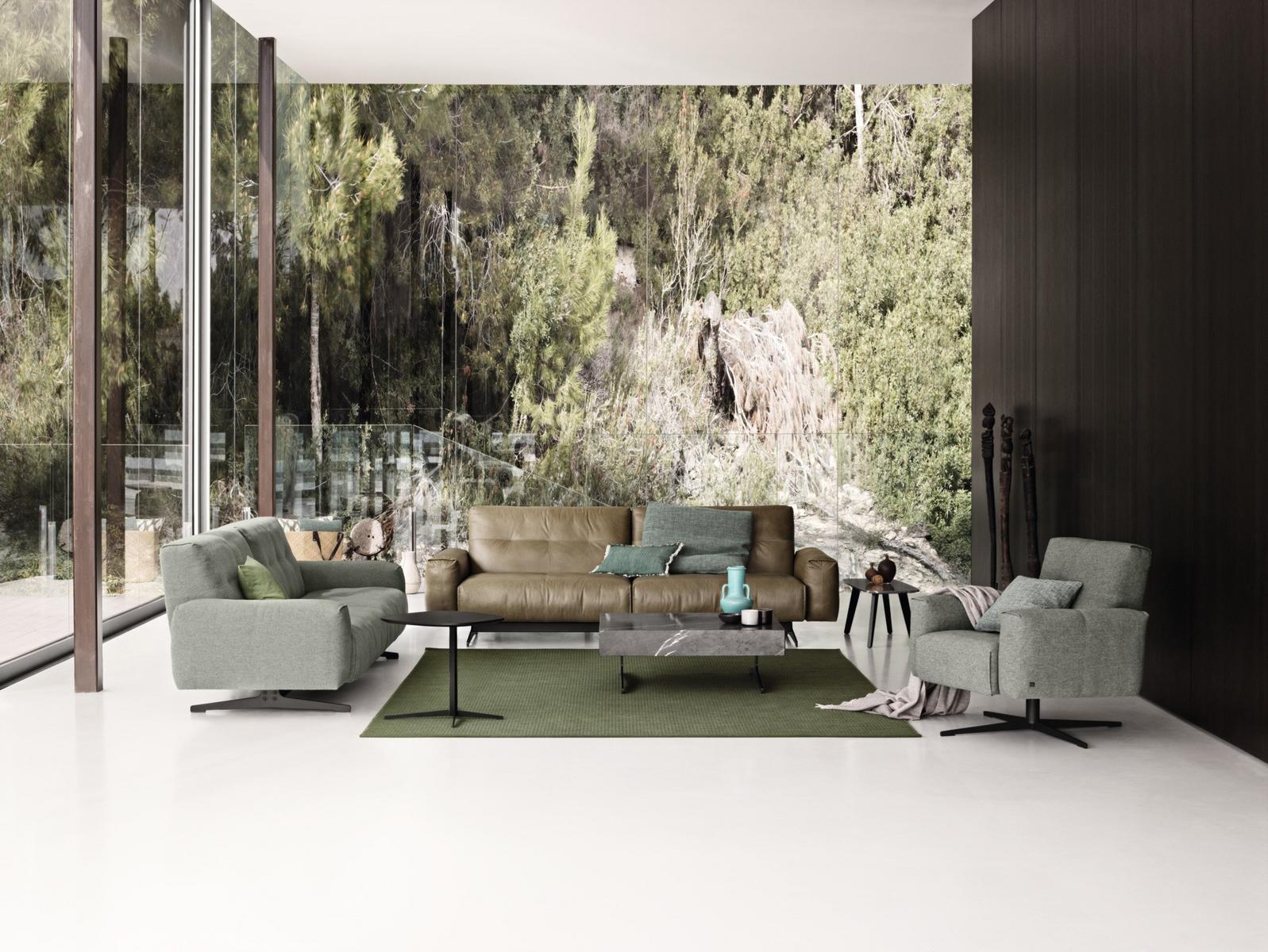 Sled base tufted leather sofa | 50 by Rolf Benz