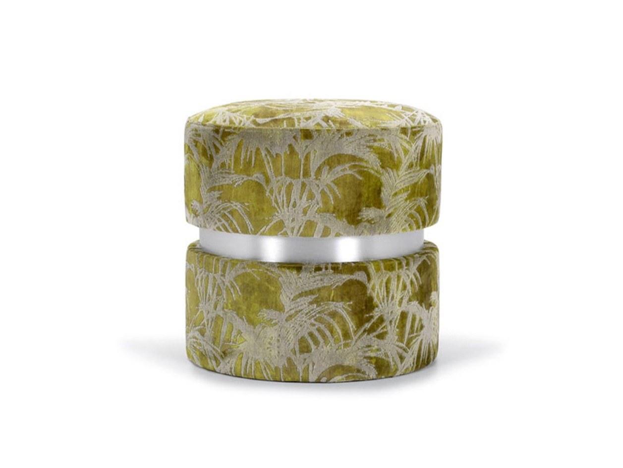 Upholstered round fabric pouf | Tara by Domingo salotti
