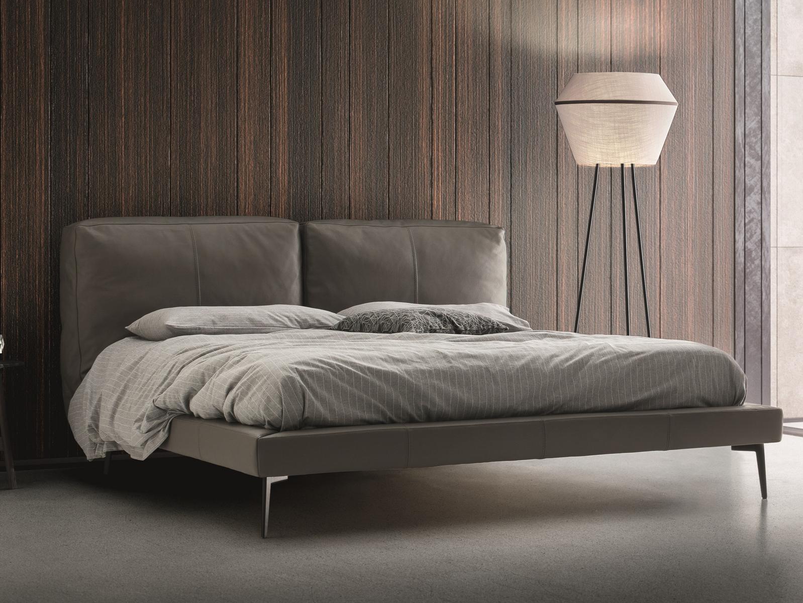 Leather bed with upholstered headboard | Sound by Ditre Italia