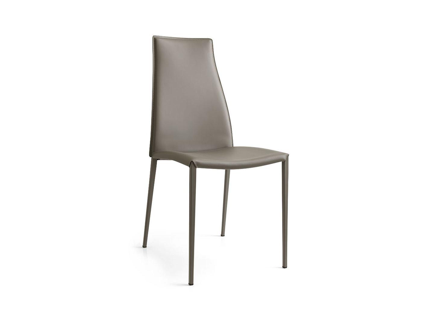 High-back bonded leather chair | Aida by Calligaris