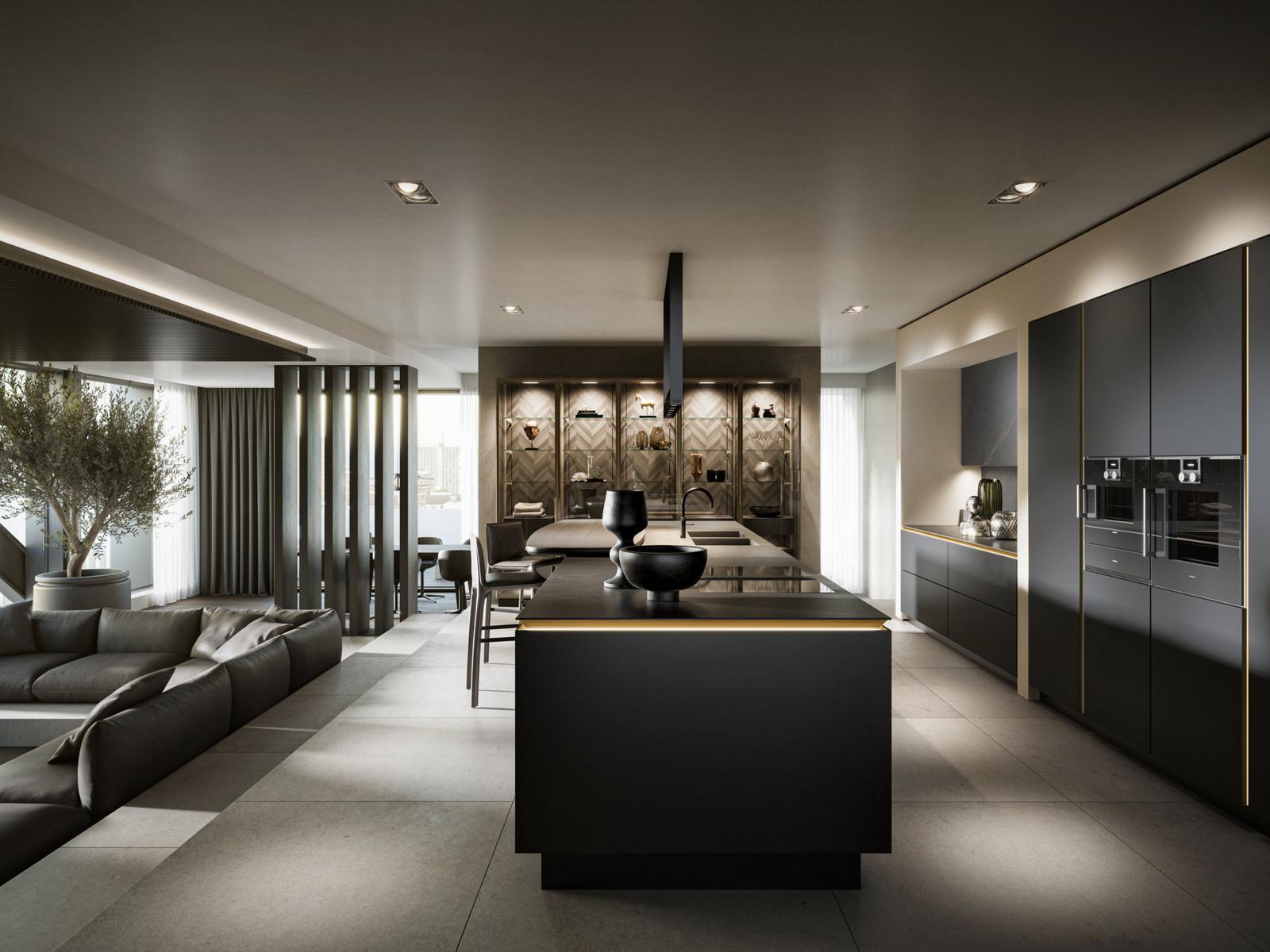 Kitchen with island without handles Siematic Slx