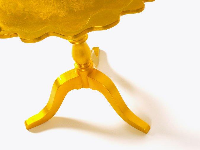 Round wooden high side table with 3-star base | Shield by Boca Do Lobo