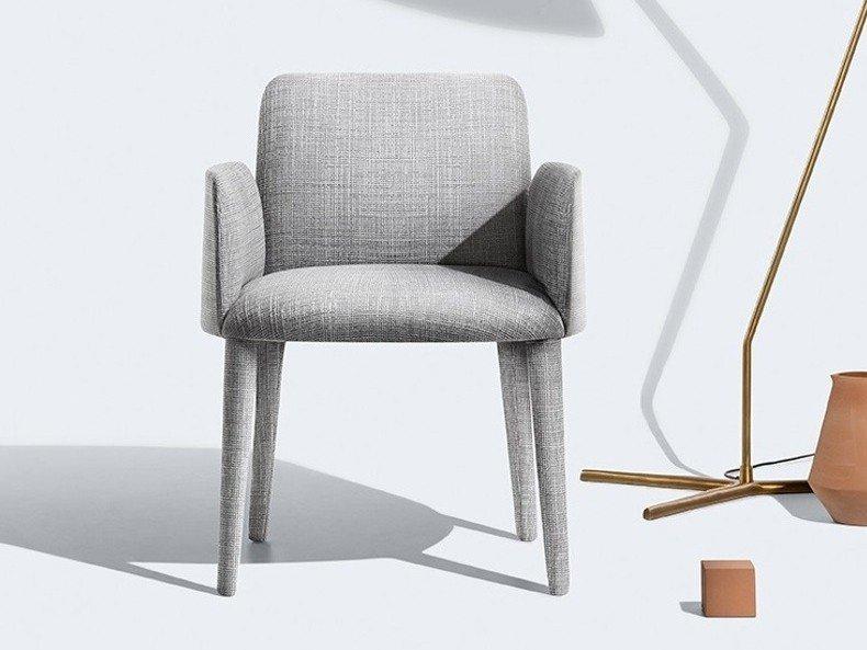 Upholstered fabric chair with armrests | Babi by Lema