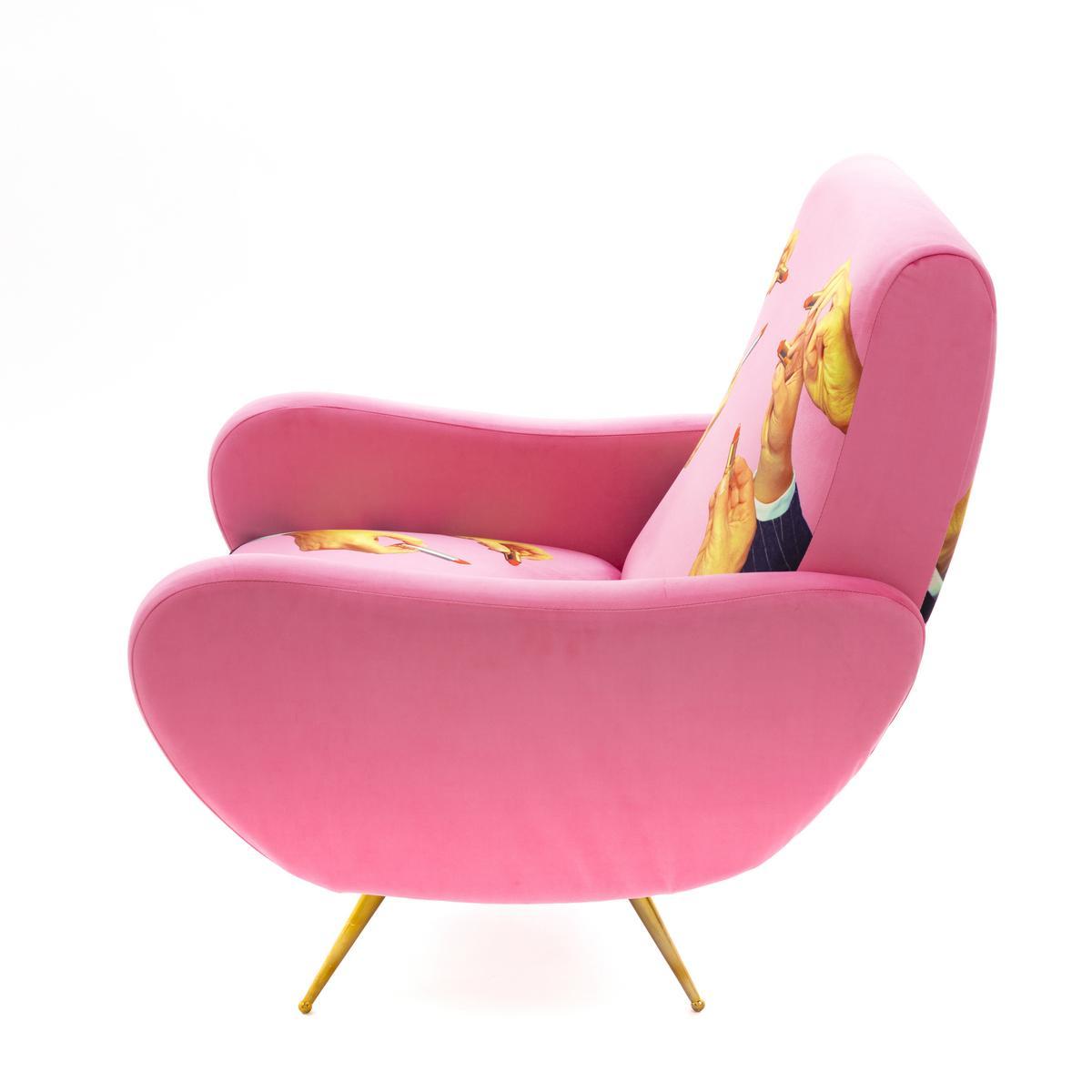 Fabric armchair with armrests | Lipstick Pink by Seletti