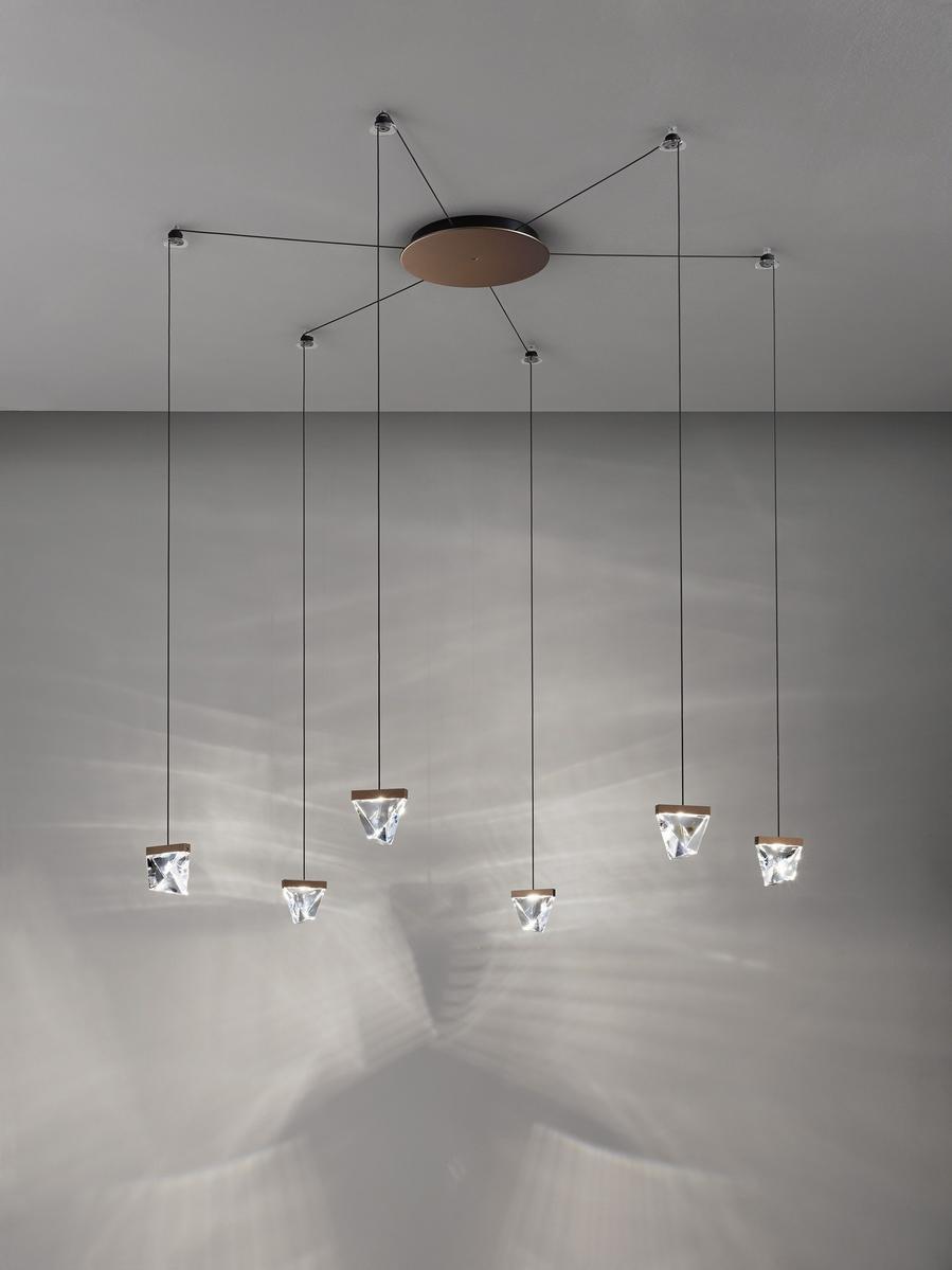 LED crystal pendant lamp | Tripla 6 Spots by Fabbian